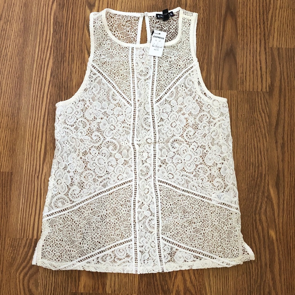 Express ivory lace tank top size XS New
